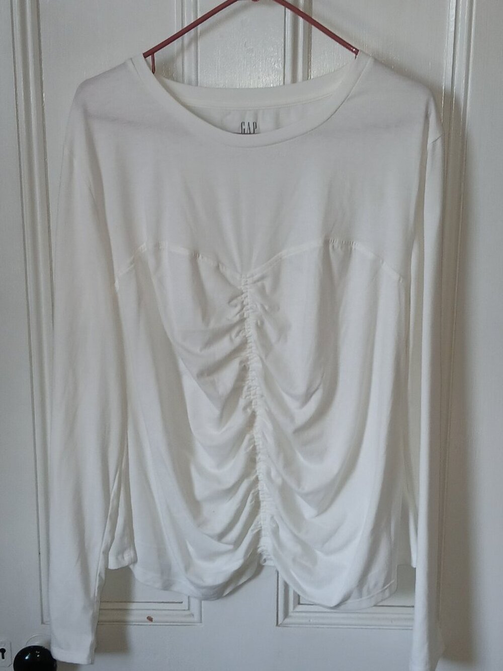 Gap long sleeve tee XXL pretty ruched front NWT